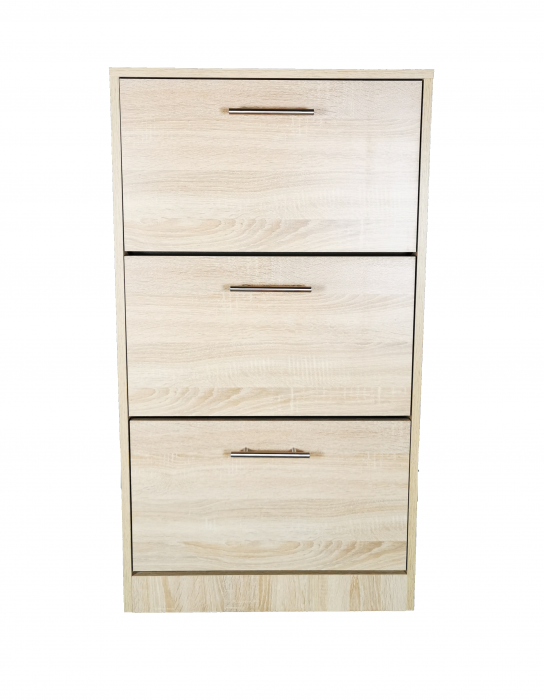 Pantofar Vario cu trei sertare, stejar alb, 63x24x117 cm [1]