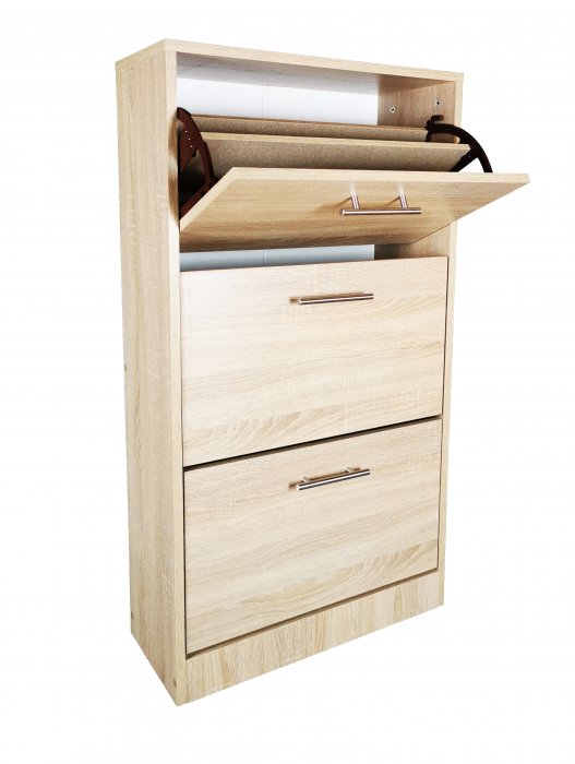 Pantofar Vario cu trei sertare, stejar alb, 63x24x117 cm [3]