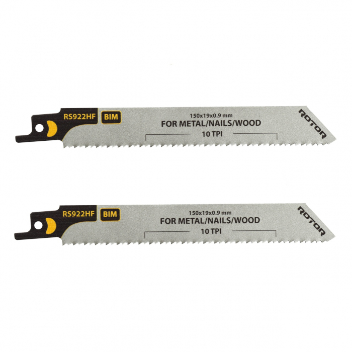Panza fierastrau sabie pentru Lemn/Cuie/Metal 150x19x09 mm Set 2 buc ROTOR RS922HF [3]