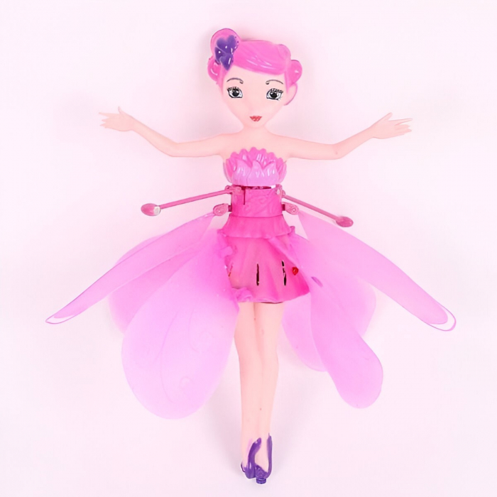 Papusa Zana Zburatoare, Flippy, Jucarie cu Senzor pentru Coordonarea Miscarilor, Incarcare USB, cu Lumini, 19x6.5 cm, Roz [9]