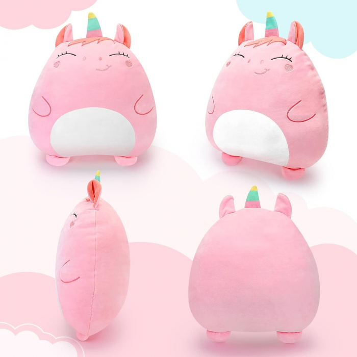 Patura 2in1 pentru Pat sau Canapea, Flippy, Model Jucarie Unicorn cu Spatiu de Depozitare Patura, Microfibra, 1x1.7 m, Roz [2]