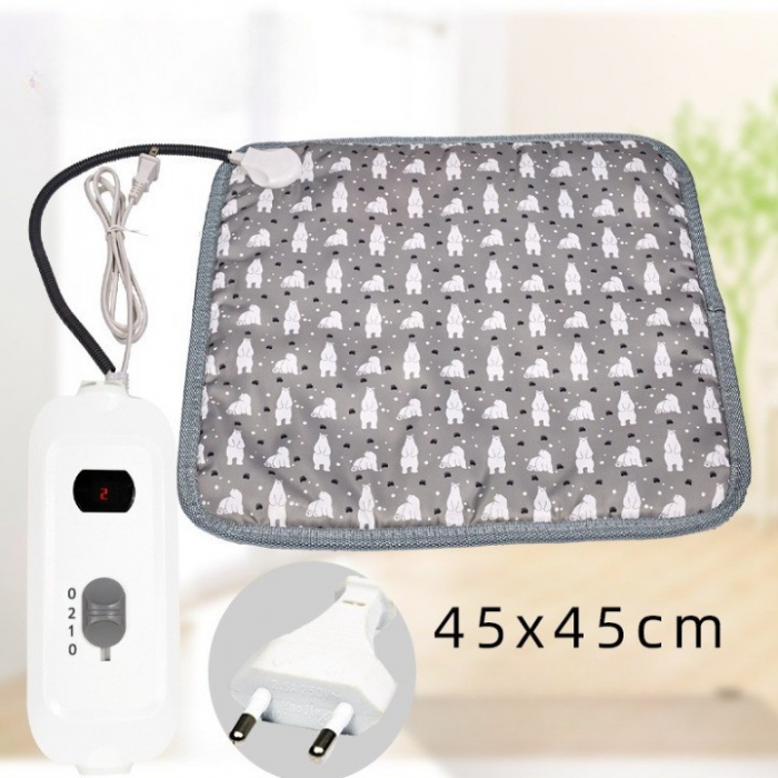 Lichidare Patura electrica pentru animale de companie, perna pentru caini, 45 x 45 cm, 28 W, 2 trepte de reglaj perna pentru pisici, anti-alunecare, gri-European standard 230V high and low; Width: 45X [1]