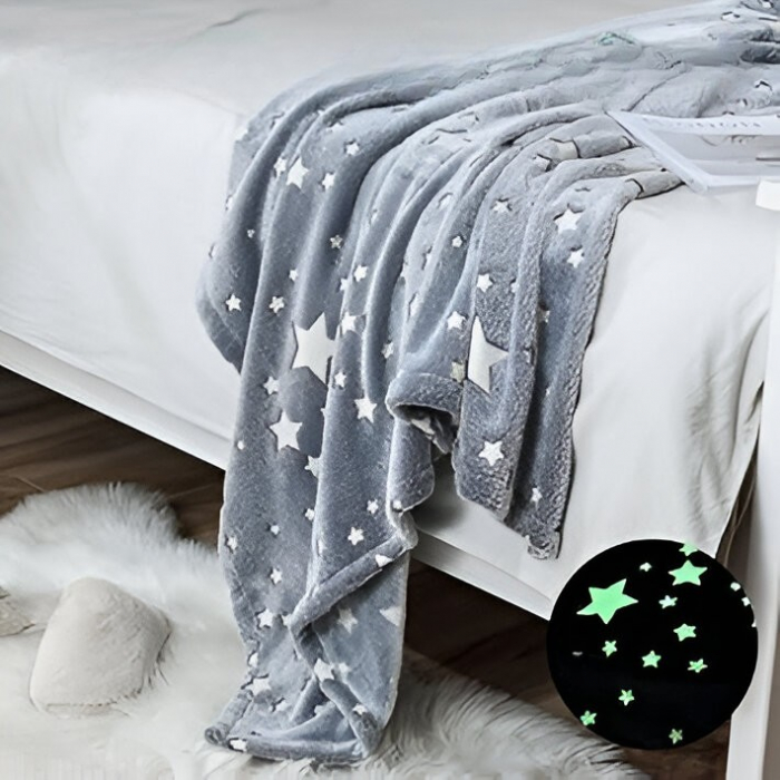 Patura Fosforescenta, Flippy, Moale, Pufoasa, Lumineaza in Intuneric, 1.5x2 m, Model Cer Instelat, Gri [4]