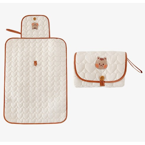 Patura Multifunctionala, Flippy, pentru Schimbat Scutec, Impermeabila, din Bumbac, 50 x 70 cm, Portabila, Model Veverita, Bej [1]