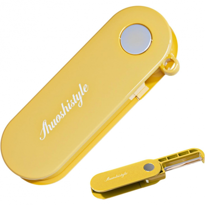 Peeler pentru Legume si Fructe, Flippy, 3.6 x 9.1 cm, Multifunctional, Curatator Pliabil, din ABS si Otel Inoxidabil, Galben [6]