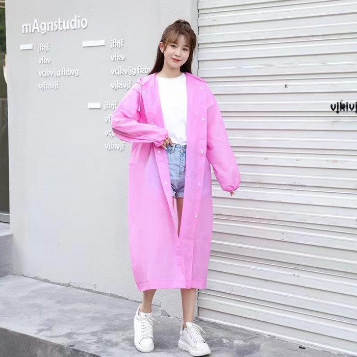 Pelerina de Ploaie, Flippy, pentru Adulti 150-180 cm, din EVA, Impermeabila, Rezistenta la Vant, Inchidere cu Capse, 140 g, Roz [4]