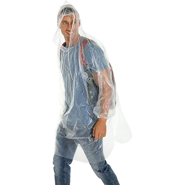 Pelerina de Ploaie, Flippy, pentru Adulti, 150 x 90 cm, Tip Poncho, Impermeabila, de Unica Folosinta, 30 g, Transparent [4]