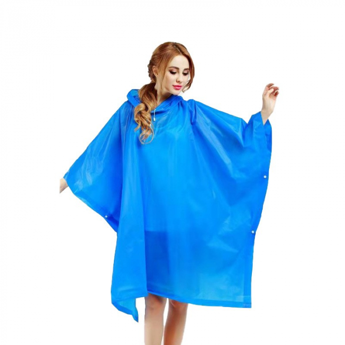 Pelerina de Ploaie, Flippy, pentru Adulti, EVA, Tip Poncho, Impermeabila, Rezistenta la Vant, Capse Laterale, 160 g, Albastru [1]