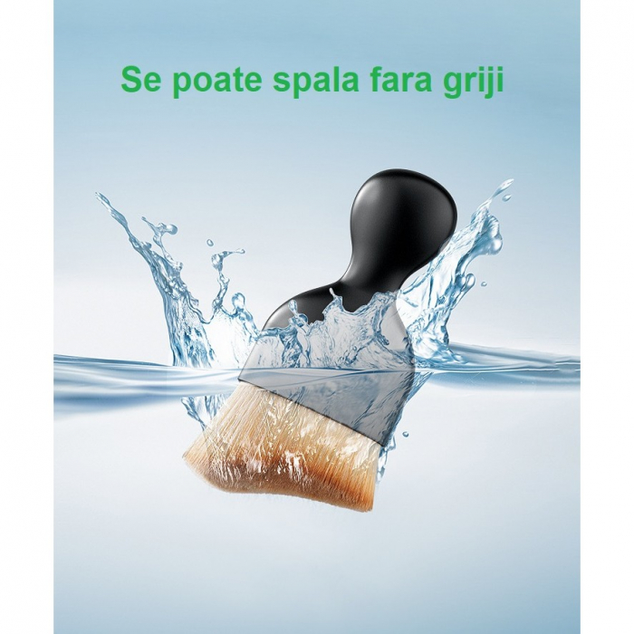 Pensula Multifunctionala, Flippy, Pentru Machiaj sau Indepartat Praful din Masina, Par Sintetic, cu Capac de Protectie, Negru [9]