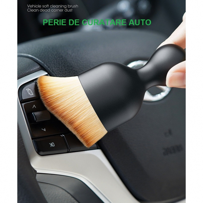 Pensula Multifunctionala, Flippy, Pentru Machiaj sau Indepartat Praful din Masina, Par Sintetic, cu Capac de Protectie, Negru [4]