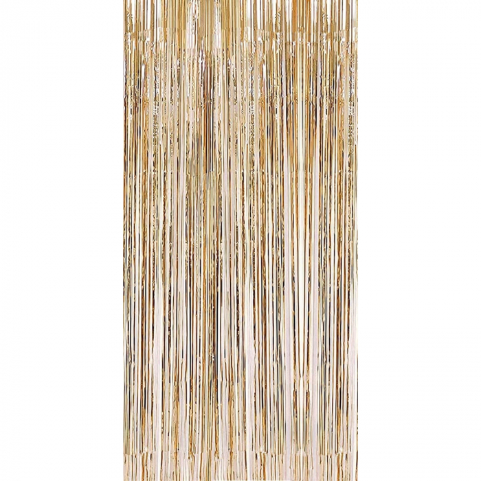 Lichidare Perdea Franjurata, Flippy, Model Decor Petrecere, pentru Fundal de Poze, Amenajare Colorata a Petrecerii, Dimensiune 100x200 cm, Gold Sampanie [1]