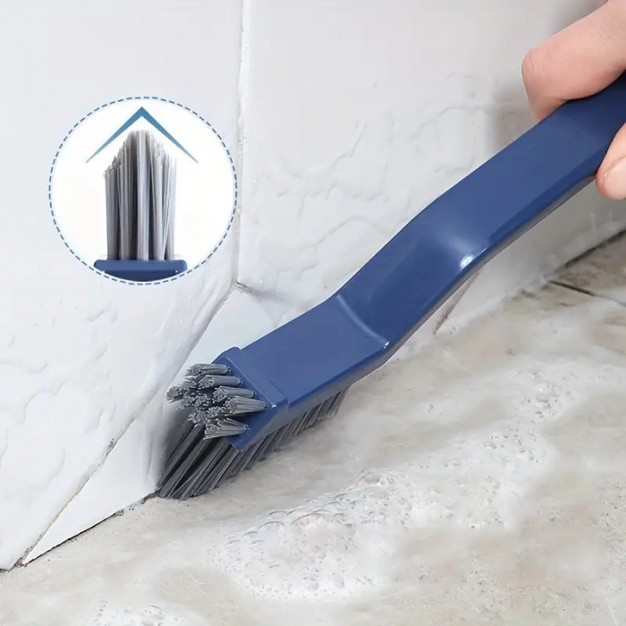 Perie 3in1 de Curatat Podele si Rosturi, Flippy, Lungime Maner 28 cm, Peri din PP, Otel si Plastic, Cleste pentru Scame si Par Inclus, Albastru [10]