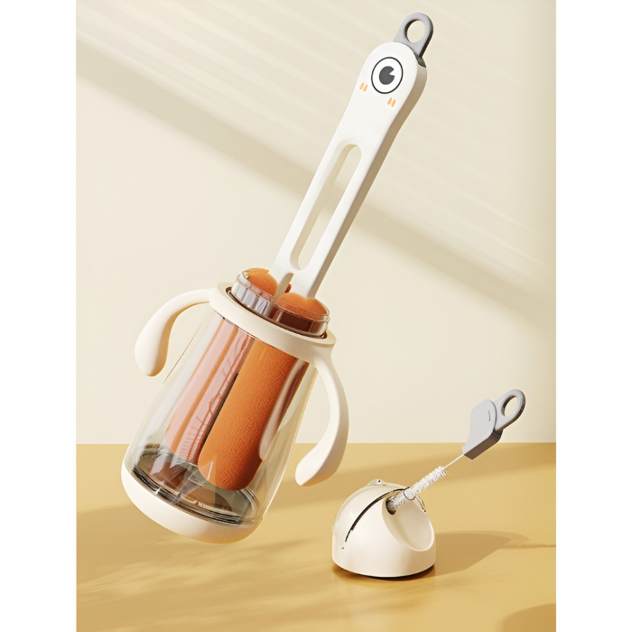 Perie de Curatat Pahare, Cani, Sticle, Flippy, cu Maner Lung si Burete, Accesorii pentru Spalarea Paielor si Capacelor, usor de Agatat, 27.5x11.4x6cm, Alb [5]