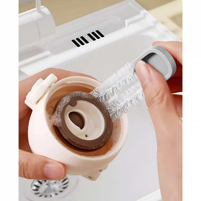 Perie de Curatat Pahare, Cani, Sticle, Flippy, cu Maner Lung si Burete, Accesorii pentru Spalarea Paielor si Capacelor, usor de Agatat, 27.5x11.4x6cm, Alb [8]