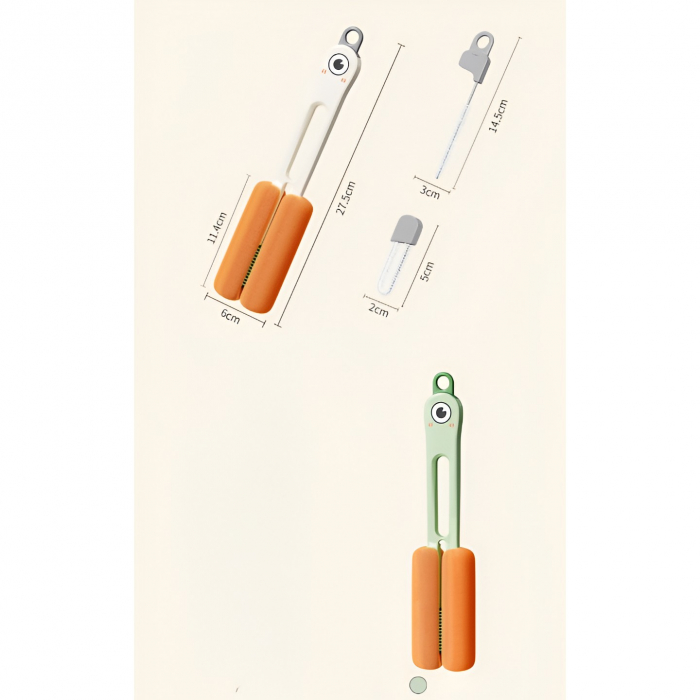 Perie de Curatat Pahare, Cani, Sticle, Flippy, cu Maner Lung si Burete, Accesorii pentru Spalarea Paielor si Capacelor, usor de Agatat, 27.5x11.4x6cm, Verde [5]