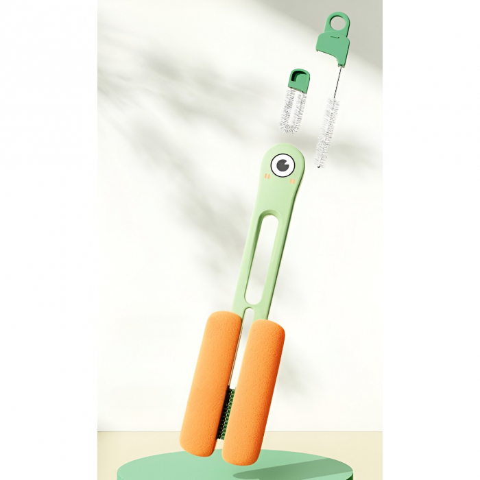 Perie de Curatat Pahare, Cani, Sticle, Flippy, cu Maner Lung si Burete, Accesorii pentru Spalarea Paielor si Capacelor, usor de Agatat, 27.5x11.4x6cm, Verde [4]