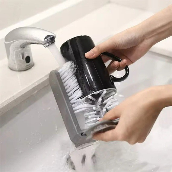 Perie de Curatat Pahare, Flippy, din Plastic, cu Ventuza, 17.5 x 14 cm, Gri [2]