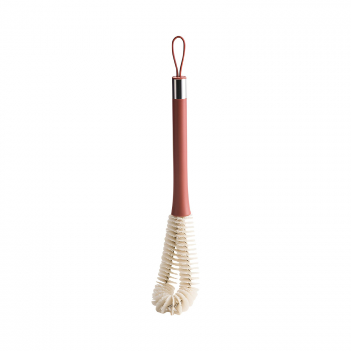 Perie de Curatat Pahare, Sticle, Biberoane, Flippy, cu Maner Lung, Uz Casnic, Silicon, Ergonomic, 3.9x5.4x38.5cm, Rosu [1]
