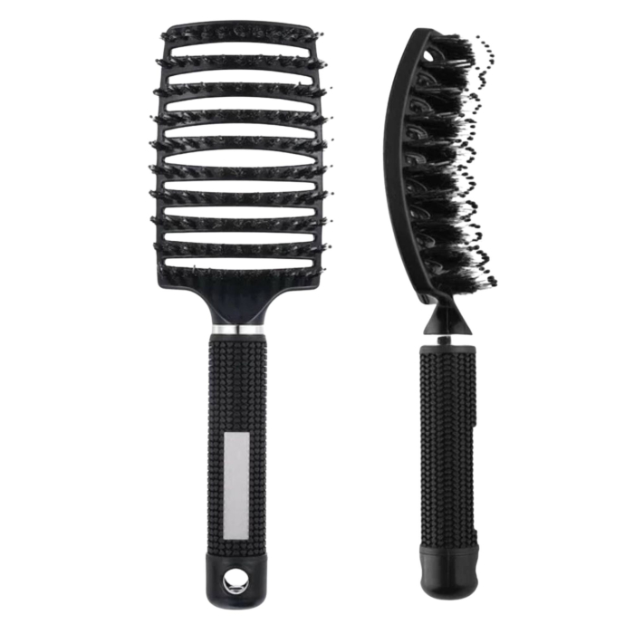 *LICHIDARE STOC* Perie de Par Curbata Ventilata, Flippy, Peri de Mistret + Nylon, Maner Antiderapant, Efect Masaj, Wet & Dry, 24.5 x 6.5 cm, Negru [2]