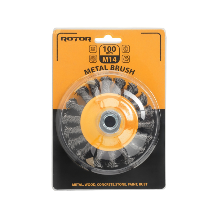 Perie de sarma conica cu noduri ROTOR 100mm M14 [3]