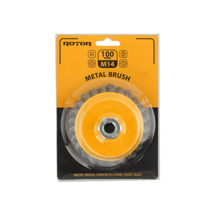 Perie de sarma tip cupa cu noduri rasucite ROTOR 100mm M14 [3]
