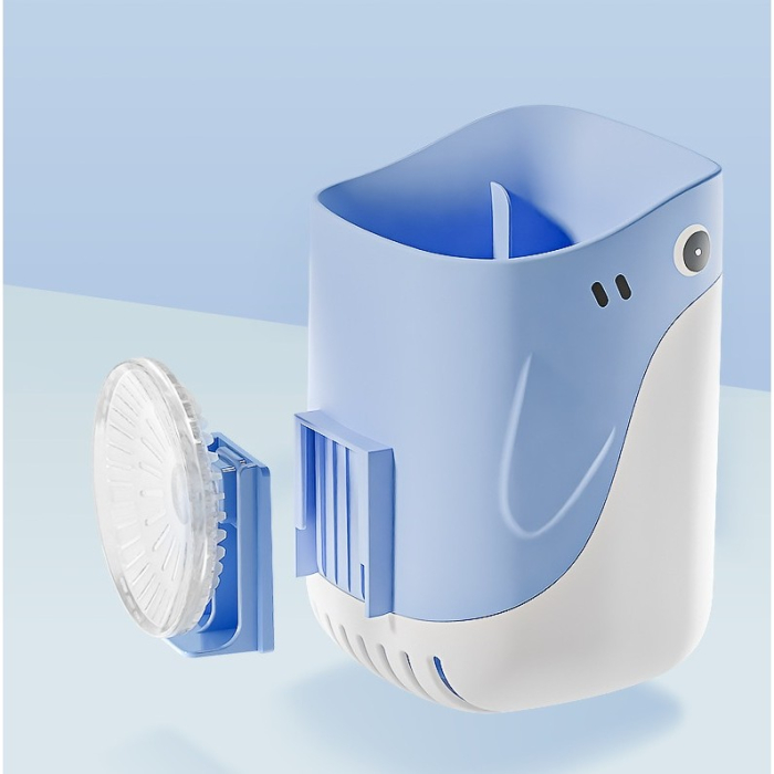 Perie de Toaleta, Flippy, cu Suport de Perete, Recipient Detergent, 2 Tipuri de Perii, Model Balena, Albastru [7]