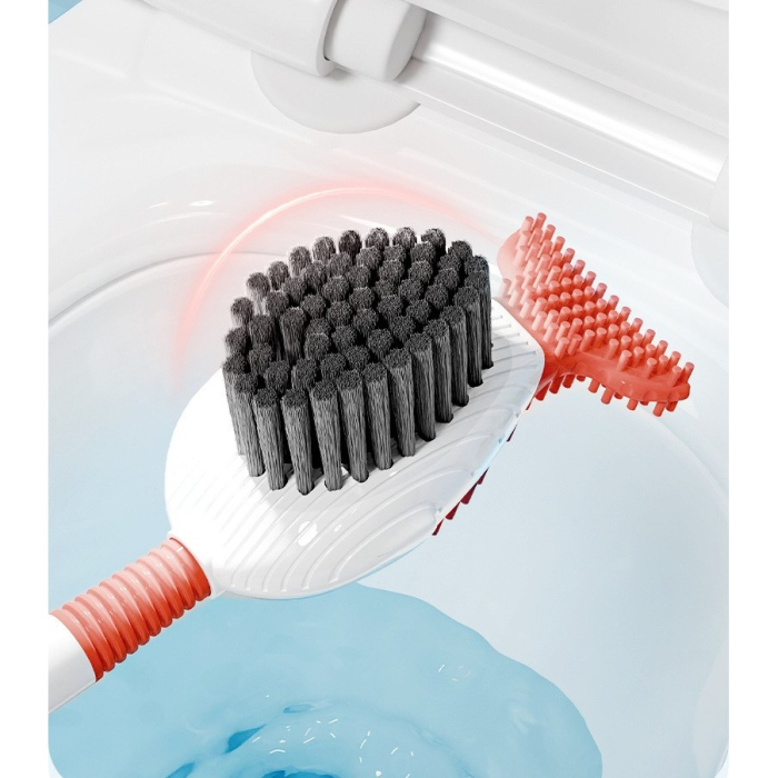 Perie de Toaleta, Flippy, cu Suport de Perete, Recipient Detergent, 2 Tipuri de Perii, Model Balena, Rosu [2]