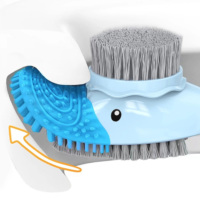 Perie de Toaleta, Flippy, cu Suport de Perete, Recipient Detergent, 2 Tipuri de Perii, Model Rata, Albastru [3]