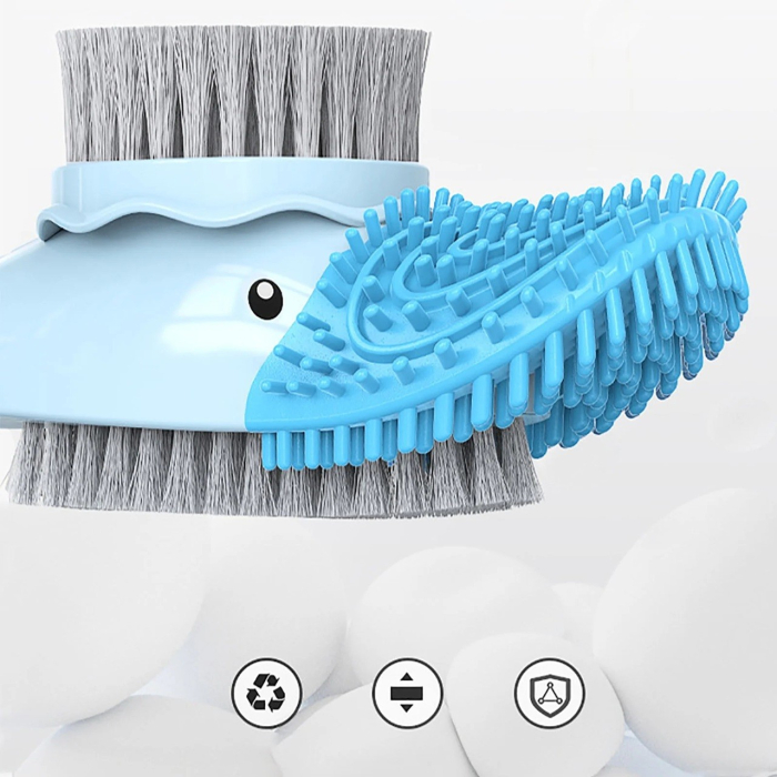 Perie de Toaleta, Flippy, cu Suport de Perete, Recipient Detergent, 2 Tipuri de Perii, Model Rata, Albastru [2]