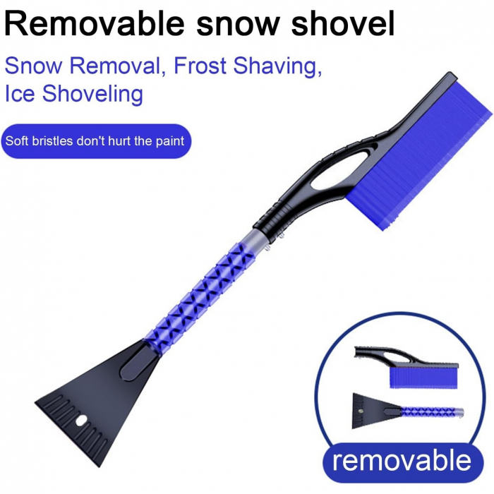 Perie de Zapada cu Racleta pentru Masina, Flippy, Multifunctionala, Demontabila, cu Maner Antiderapant, Aluminiu, Plastic, Fragmentarea Ghetii de pe Parbriz, Solutia pentru Iarna, pentru Dezghetare, 6 [6]