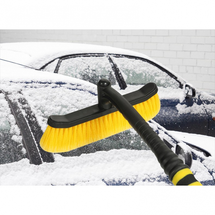 LICHIDARE Perie de Zapada cu Racleta pentru Masina, Flippy, Multifunctionala, Rotativa, Demontabila, cu Maner Antiderapant, Aluminiu, Plastic, Fragmentarea Ghetii de pe Parbriz, Solutia pentru Iarna,  [2]