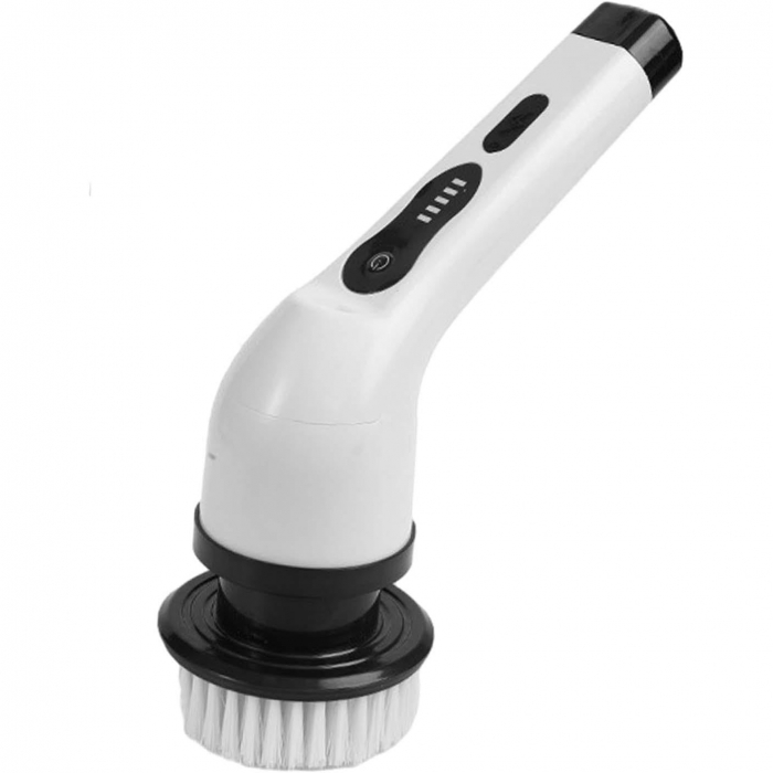 Perie Electrica de Curatare, Flippy, pentru Gresie, Baie, Bucatarie, 25x20x9.5 cm, cu 9 Capete, Maner Extensibil Detasabil 84-127cm, Incarcare USB-Type C, Rotire 360 de Grade, 3000 mAh, Culoare: Alb [14]
