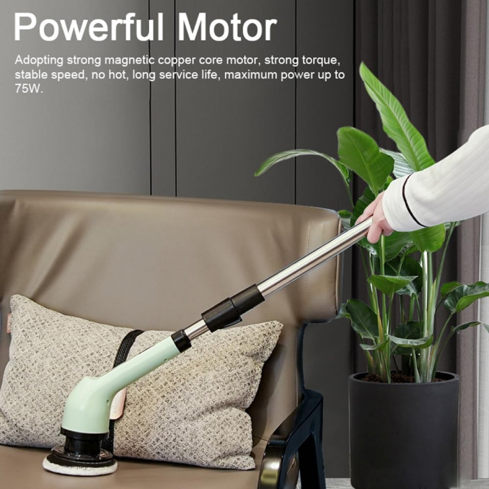 Perie Electrica de Curatare, Flippy, pentru Gresie, Baie, Bucatarie, 25x20x9.5 cm, cu 9 Capete, Maner Extensibil Detasabil 84-127cm, Incarcare USB-Type C, Rotire 360 de Grade, 3000 mAh, Culoare: Verde [8]