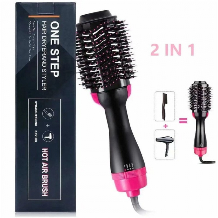 Perie Electrica de Par Fixa, Flippy, pentru Volum, Ceramica, 3 Setari de Temperatura, 1000W, pentru Toate Tipurile de Par, Negru-Roz [9]