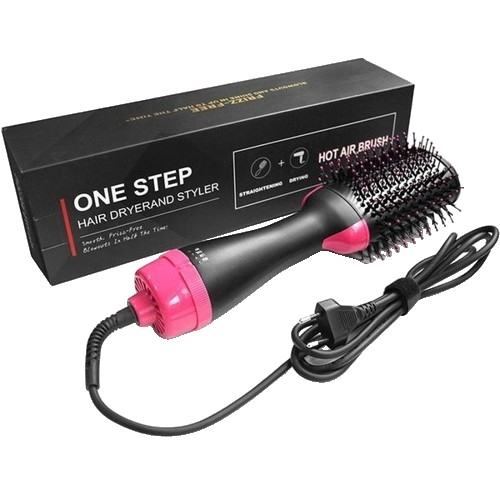 Perie Electrica de Par Fixa, Flippy, pentru Volum, Ceramica, 3 Setari de Temperatura, 1000W, pentru Toate Tipurile de Par, Negru-Roz [1]