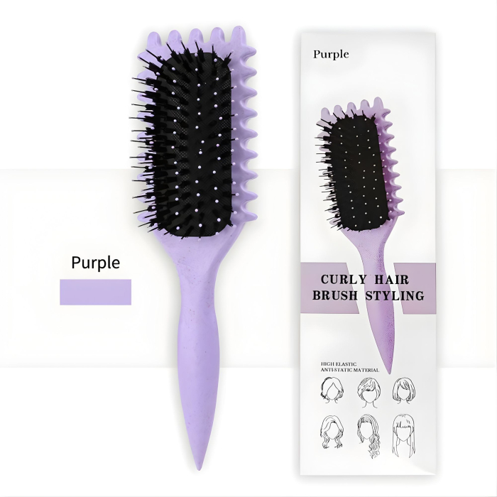 Perie Profesionala pentru Par, Flippy, Perie pentru Definirea Buclelor pentru Par Cret, Multifunctionala, 24.5 x 7 x 4.3 cm, Mov [2]