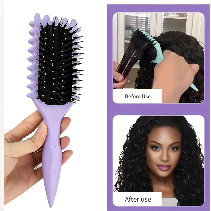 Perie Profesionala pentru Par, Flippy, Perie pentru Definirea Buclelor pentru Par Cret, Multifunctionala, 24.5 x 7 x 4.3 cm, Mov [3]