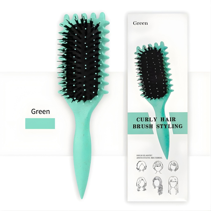 Perie Profesionala pentru Par, Flippy, Perie pentru Definirea Buclelor pentru Par Cret, Multifunctionala, 24.5 x 7 x 4.3 cm, Verde [4]