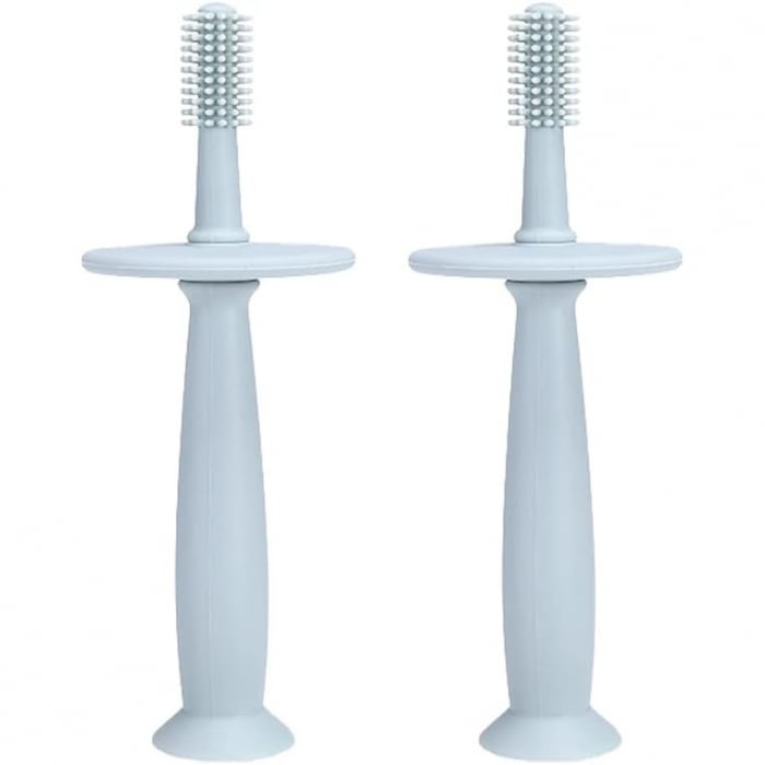 Periuta de Dinti din Silicon pentru Bebelusi, Flippy, fara BPA, 360 Grade, Bariera Anti-Inghitire, Maner Ergonomic, 12.5 x 15 cm, Albastru [2]