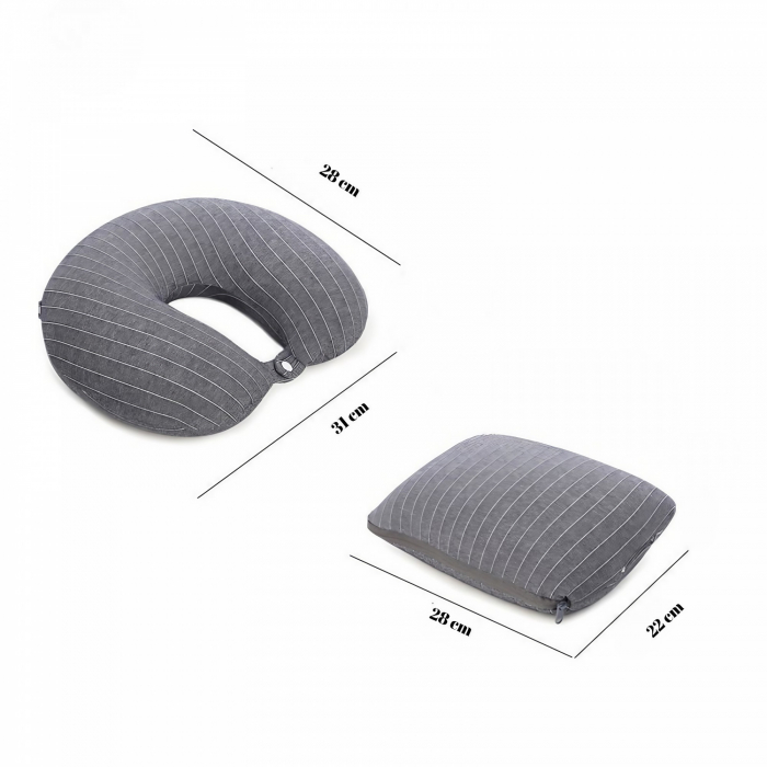 Perna de calatorie, Flippy , 2 in 1, cu Particule de Spuma cu Memorie, Gri [7]