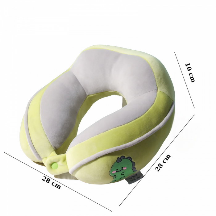 Perna de Calatorie, Flippy, Pentru Gat si Cap, Umplutura din Bumbac, 28x28x10 cm, cu Model Brodat Crocodil Verde [2]