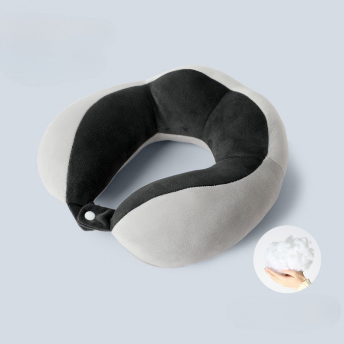 Perna de Voiaj Flippy, Pentru Gat, din Bumbac, 4 Cocoase Pentru Confort, Accesoriu de Voiaj, Birou, Masina, Sistem Prindere Capse, Negru [3]