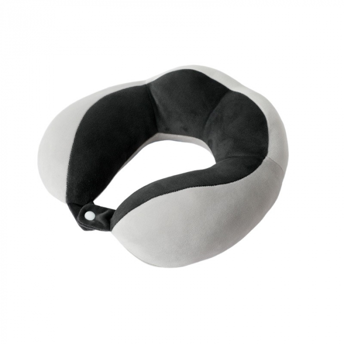 Perna de Voiaj Flippy, Pentru Gat, din Bumbac, 4 Cocoase Pentru Confort, Accesoriu de Voiaj, Birou, Masina, Sistem Prindere Capse, Negru [1]