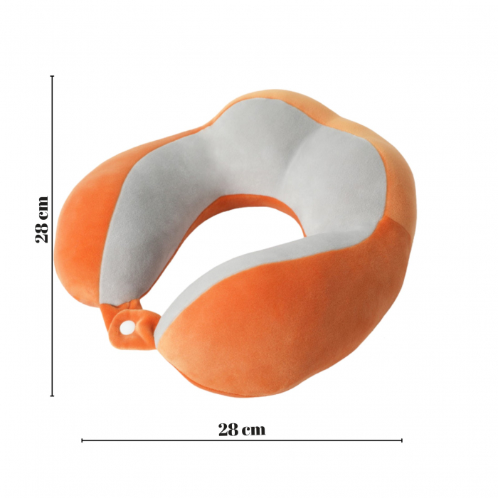 Perna de Voiaj Flippy, Pentru Gat, din Bumbac, 4 Cocoase Pentru Confort, Accesoriu de Voiaj, Birou, Masina, Sistem Prindere Capse, Portocaliu [2]