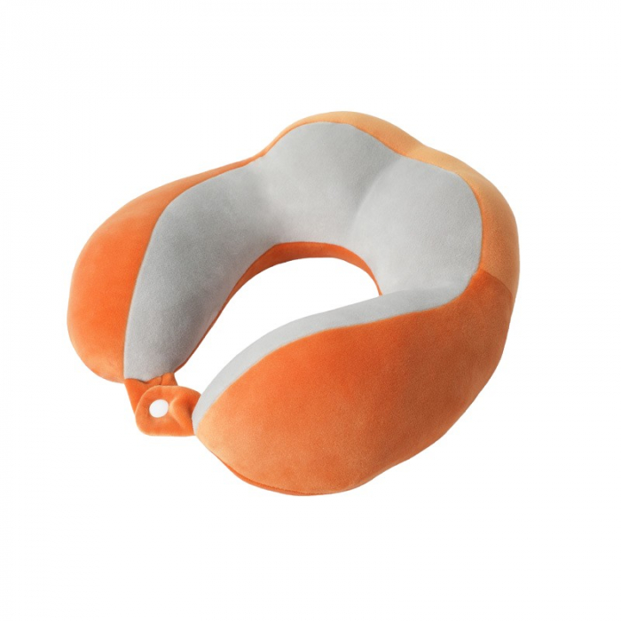 Perna de Voiaj Flippy, Pentru Gat, din Bumbac, 4 Cocoase Pentru Confort, Accesoriu de Voiaj, Birou, Masina, Sistem Prindere Capse, Portocaliu [1]