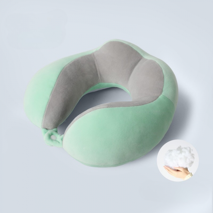 Perna de Voiaj Flippy, Pentru Gat, din Bumbac, 4 Cocoase Pentru Confort, Accesoriu de Voiaj, Birou, Masina, Sistem Prindere Capse, Verde [3]
