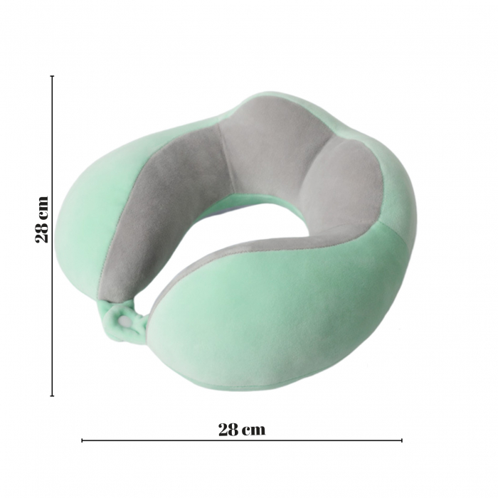 Perna de Voiaj Flippy, Pentru Gat, din Bumbac, 4 Cocoase Pentru Confort, Accesoriu de Voiaj, Birou, Masina, Sistem Prindere Capse, Verde [2]