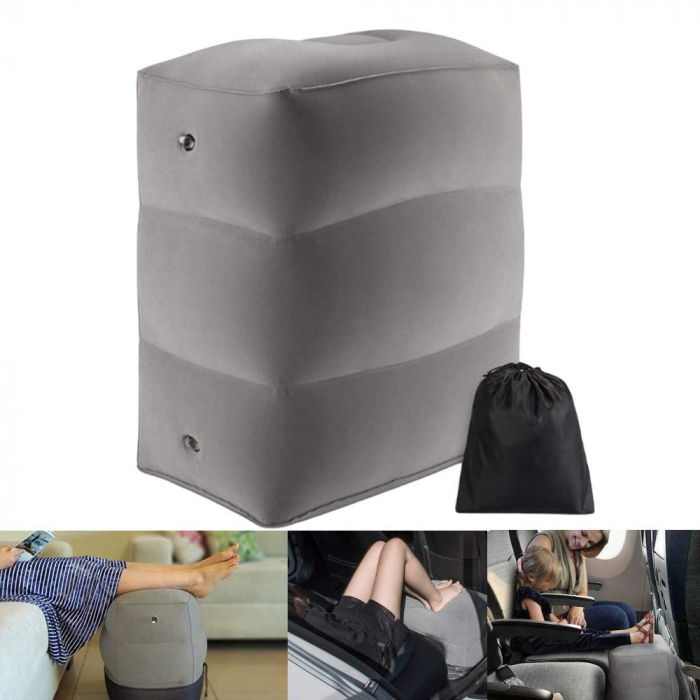 * LICHIDARE STOC * Perna Gonflabila Multifunctionala, Flippy, pentru Picioare, Cap, 3 Straturi, Inaltime Reglabila, 17.8 x 25.4 x 42.9 cm, Gri Inchis - [6]