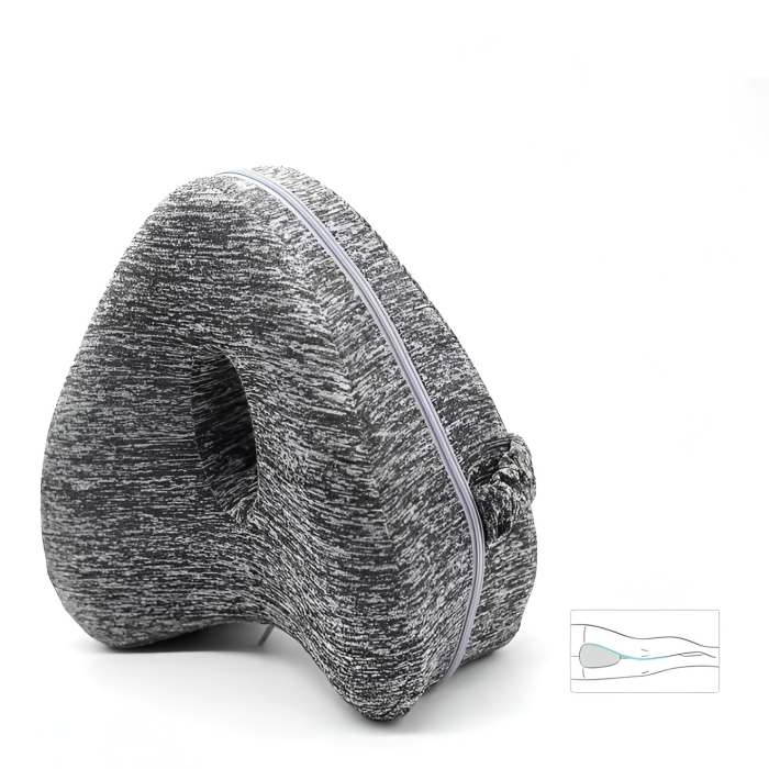Perna Ortopedica pentru Picioare, Flippy, Multifunctionala, Confortabilă, in Forma de Inima, Spuma cu Memorie, Curea Anti-cadere, 25x23x13 cm, Gri [2]