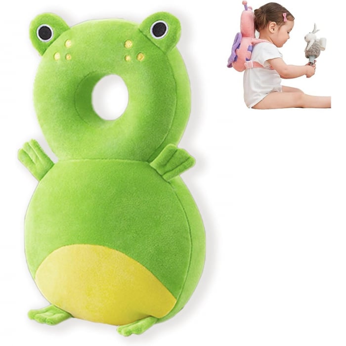 Perna tip Rucsac pentru Protectia Capului, Flippy, Tetiera tip Broscuta, pentru Bebelusi, 33x6x19 cm, 180 g, Verde [6]